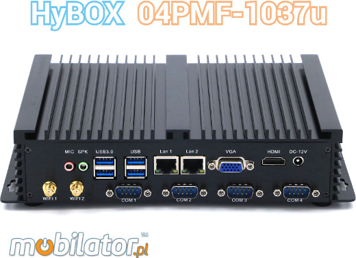 Przemysłowy Komputer Fanless MiniPC RS232 USB 3.0 COM LAN RJ-45 HDMI VGA Mini Komputer