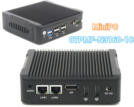 Industrial Computer Fanless MiniPC RS232 USB 3.0 COM LAN RJ-45 HDMI VGA Mini computer