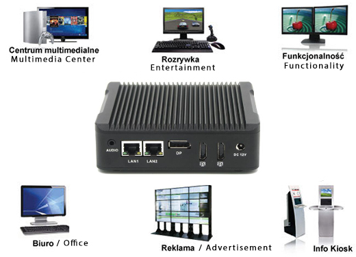 Industrial Computer Fanless MiniPC RS232 USB 3.0 COM LAN RJ-45 HDMI VGA Mini computer