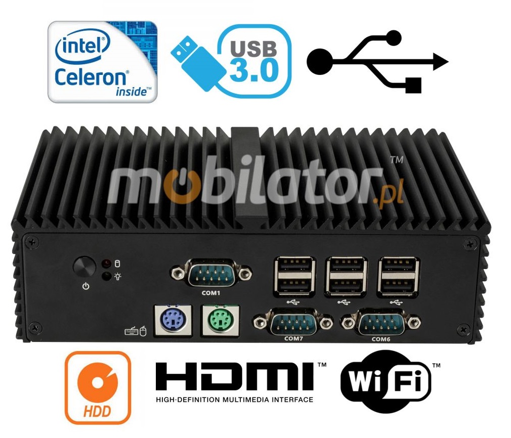 MiniPC - Komputer Przemysłowy Fanless mBOX Q190X - PS/2 HDD WiFi