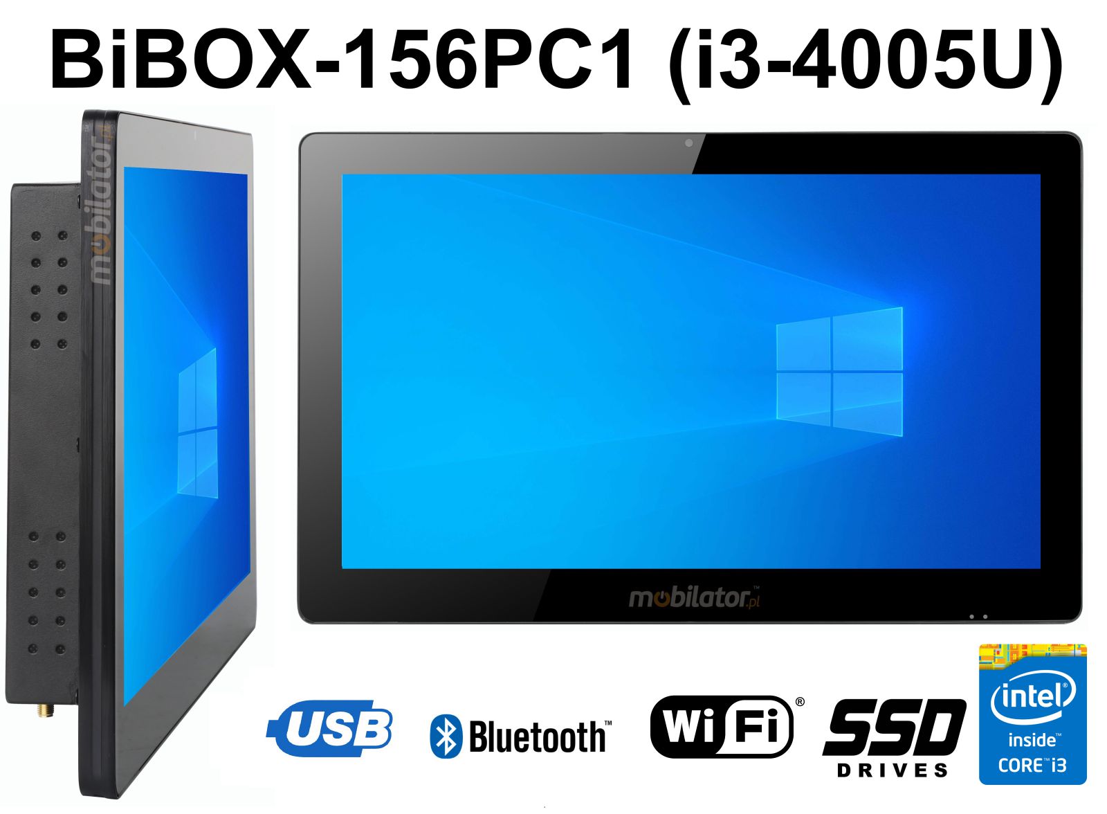 BiBOX-156PC1- Industrial panel computer with Wifi and IP65 resistance standard for screen (1xLAN, 6xUSB)