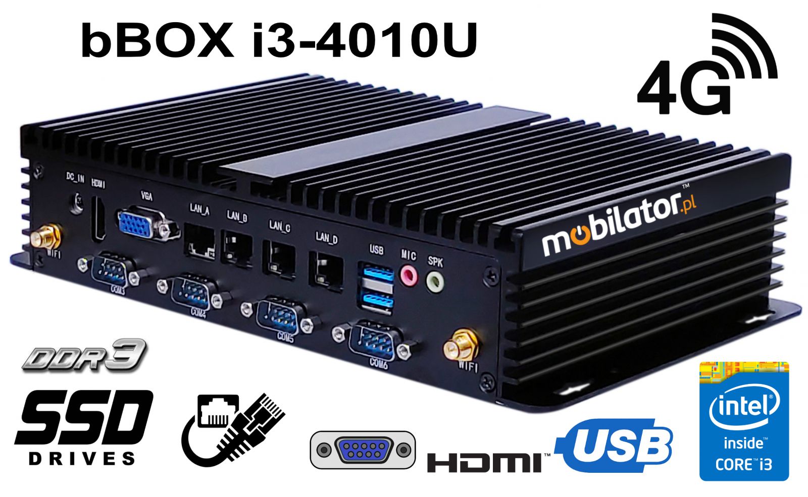 bBox 4xLan BestView Industrial computer for warehouse applications with Bluetooth WiFi 3G 4G 6x COM module