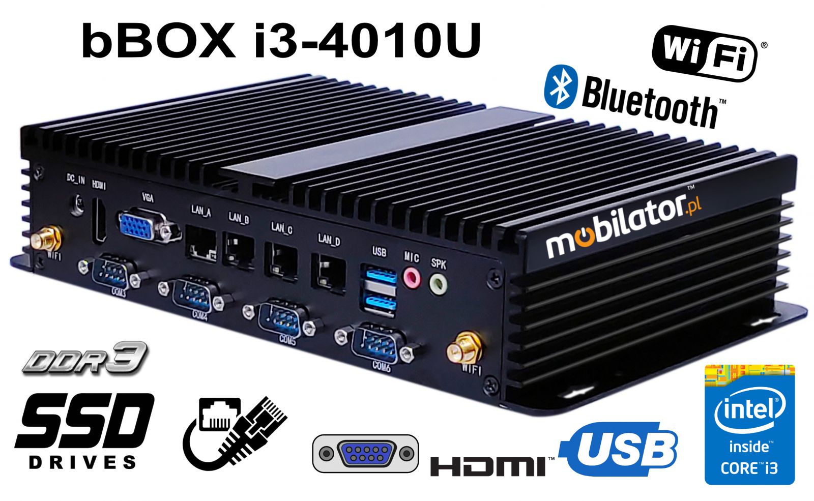 bBox 4xLan BestView Industrial computer for warehouse applications with Bluetooth WiFi 3G 4G 6x COM module