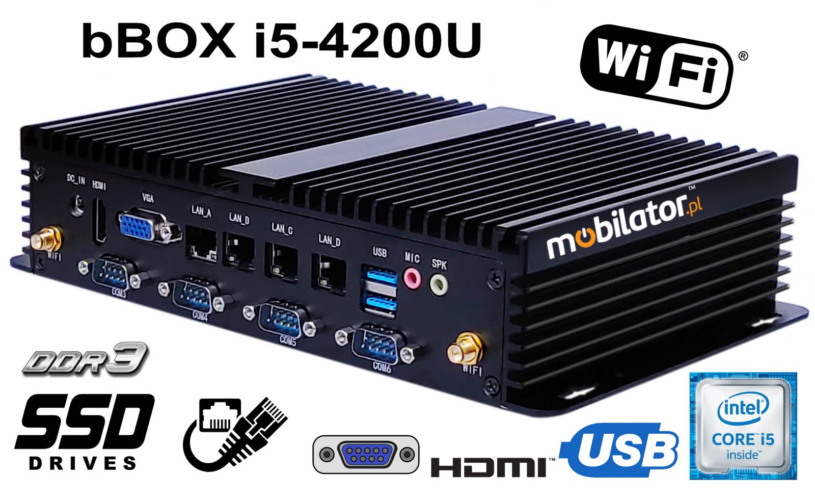 bBox 4xLan BestView Industrial computer for warehouse applications with Bluetooth WiFi 3G 4G 6x COM module