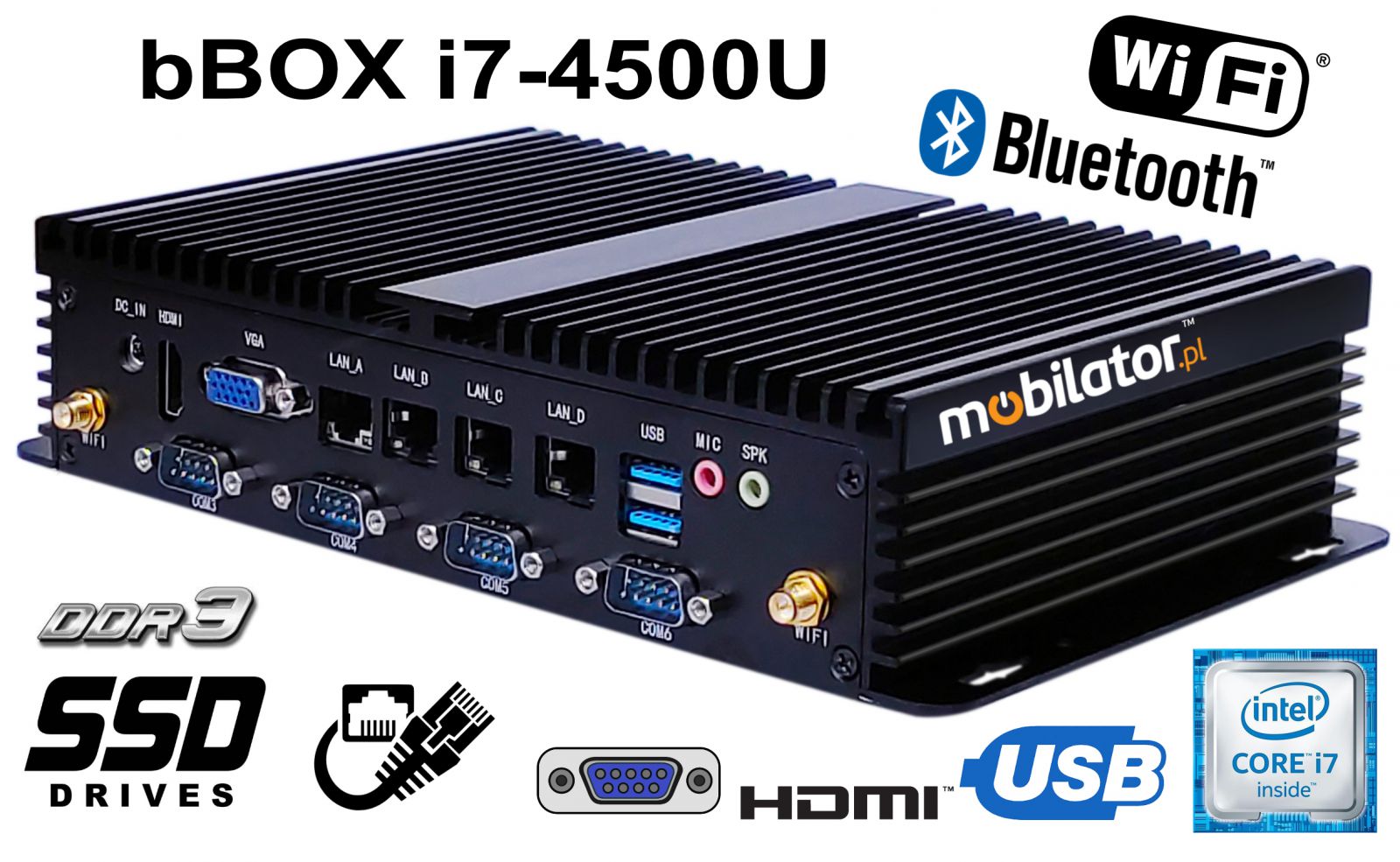 bBox 4xLan BestView Industrial computer for warehouse applications with Bluetooth WiFi 3G 4G 6x COM module