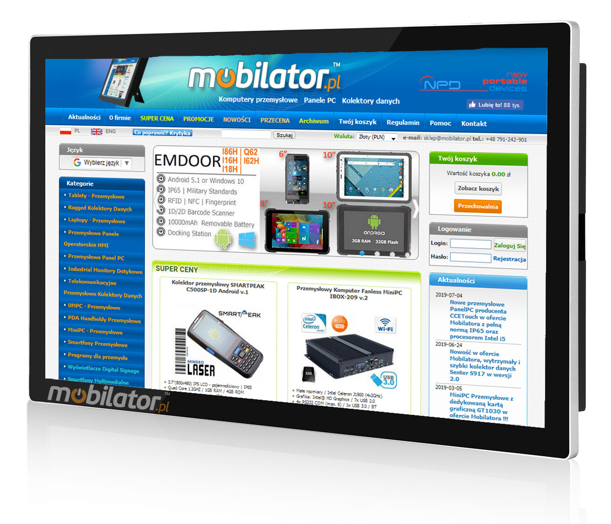 Mobilator Flat Design PCAP CTPC043R001D , LED panel, 10 points touch screen, built-in WIFI, 12V DC input mobilator polska new ccetouch