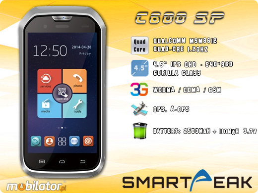 Kolektor przemysłowy SMARTPEAK C600SP-1D Android RUGGED DATA COLLECTOR C600SP3g wcdma gsm 1d  barcode scanner  czytnik kodow kreskowych 1d 2d