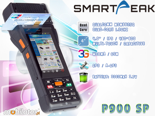 Kolektor przemysłowy SMARTPEAK P900SP-1D Android RUGGED DATA COLLECTOR P900SP 3g wcdma gsm 1d  barcode scanner  czytnik kodow kreskowych 1d 2d
