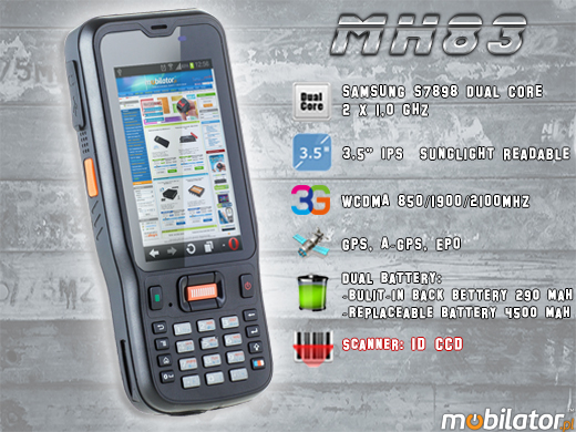 Przemysłowy Kolektor Danych MobiPad MH83 RUGGED DATA COLLECTOR MH-83 rfid LF HF 3g wcdma gsm 1d barcode scanner czytnik kodow kreskowych 1d 2d