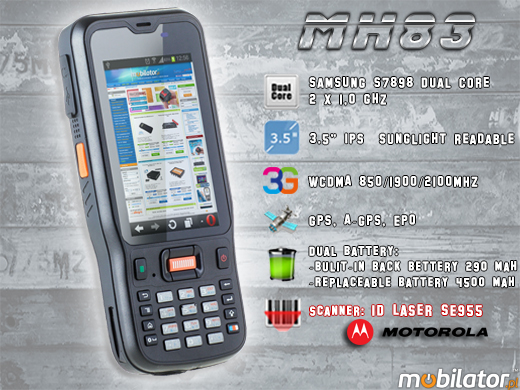 Przemysłowy Kolektor Danych MobiPad MH83 RUGGED DATA COLLECTOR MH-83 rfid LF HF 3g wcdma gsm 1d barcode scanner czytnik kodow kreskowych 1d 2d