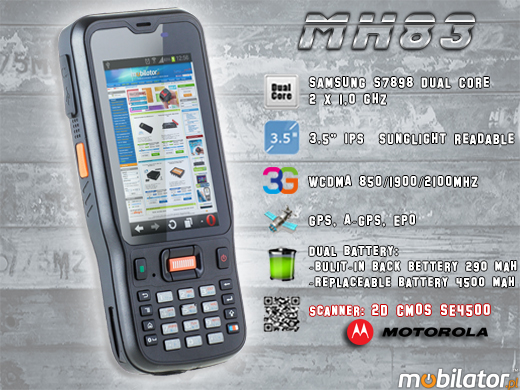 Przemysłowy Kolektor Danych MobiPad MH83 RUGGED DATA COLLECTOR MH-83 rfid LF HF 3g wcdma gsm 1d barcode scanner czytnik kodow kreskowych 1d 2d