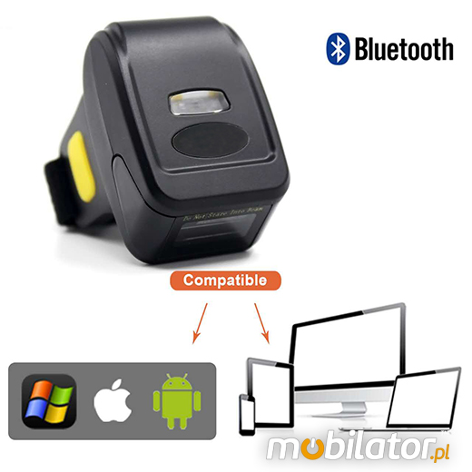 MobiScan FingerRing FS2D-Alar - mini skaner kodów kreskowych 2D CMOS- Pierścionkowy - Bluetooth Skaner 2D Bezprzewodowy Bluetooth 3.0 Poręczny pieścień MobiSCAN  Kompatybilny Windows Android IOS mobilator.pl New Portable Devices Mobilne Skanery kodów kreskowych MINI