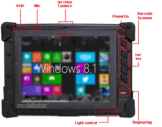 czytnik linii papilarnych tablet wideokonferencje barcode skaner mobilator wzmocniony tablet przemyslowy ip65