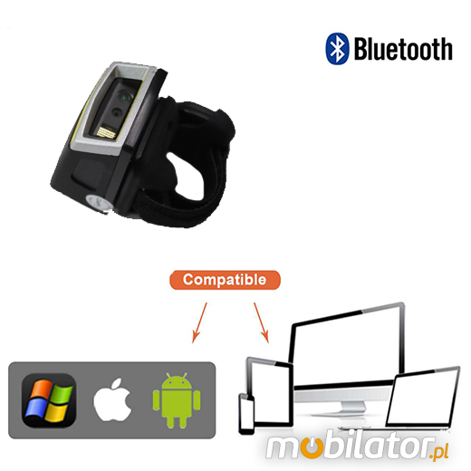 MobiScan FingerRing FS2D-Alar - mini skaner kodów kreskowych 2D CMOS- Pierścionkowy - Bluetooth Skaner 2D Bezprzewodowy Bluetooth 3.0 Poręczny pieścień MobiSCAN  Kompatybilny Windows Android IOS mobilator.pl New Portable Devices Mobilne Skanery kodów kreskowych MINI