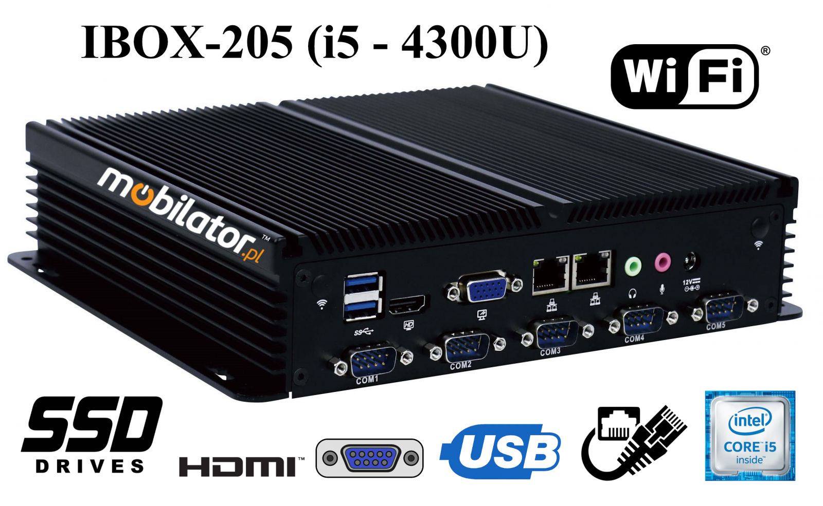 IBOX-205 Industrial computer for warehouse applications with WiFi 3G 4G 6x COM module