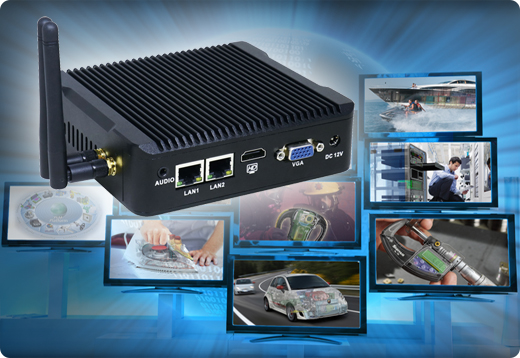 Przemysłowy Komputer Fanless MiniPC RS232 USB 3.0 COM LAN RJ-45 HDMI VGA Mini Komputer