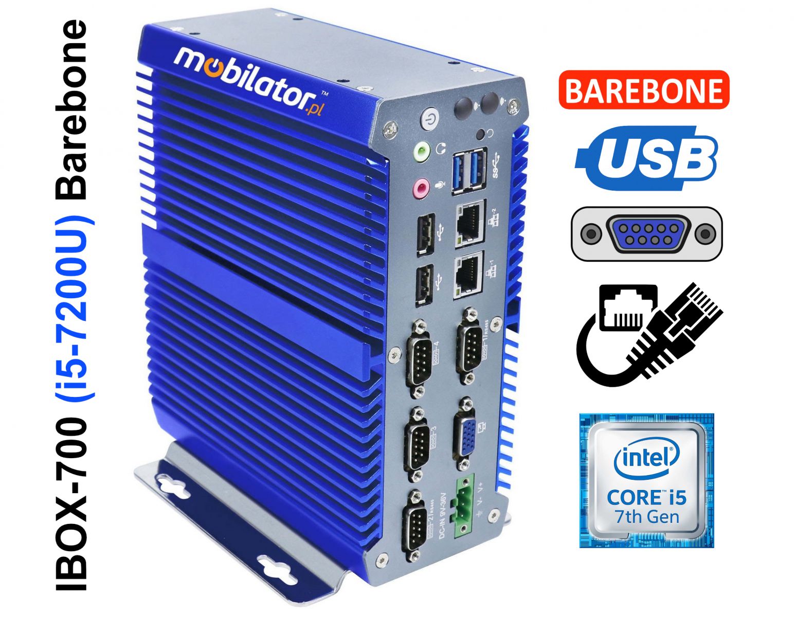 IBOX-700 (7200U) - Fanless mini computer (4x COM RS232)