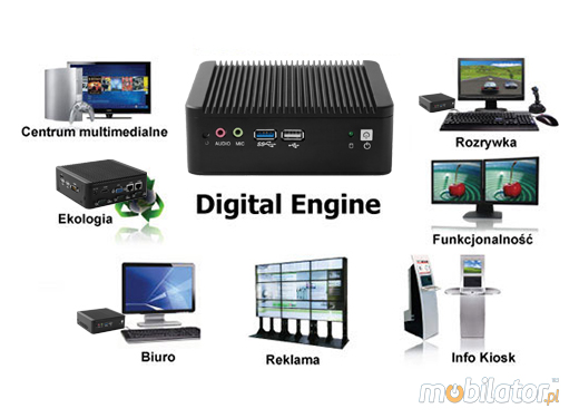 Komputer Przemysłowy Fanless MiniPC IBOX-Nano-J1900 N1b