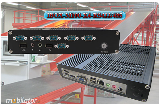 Przemysłowy Fanless MiniPC IBOX-M100-X4-RS422/485