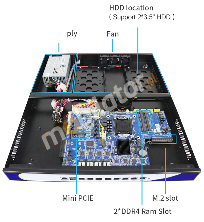 IBOX-1U8L - Modern industrial computer fanless 8x LAN for cancer cabinet passive vga intel mobilizer reinforced fast 8 lan rj45