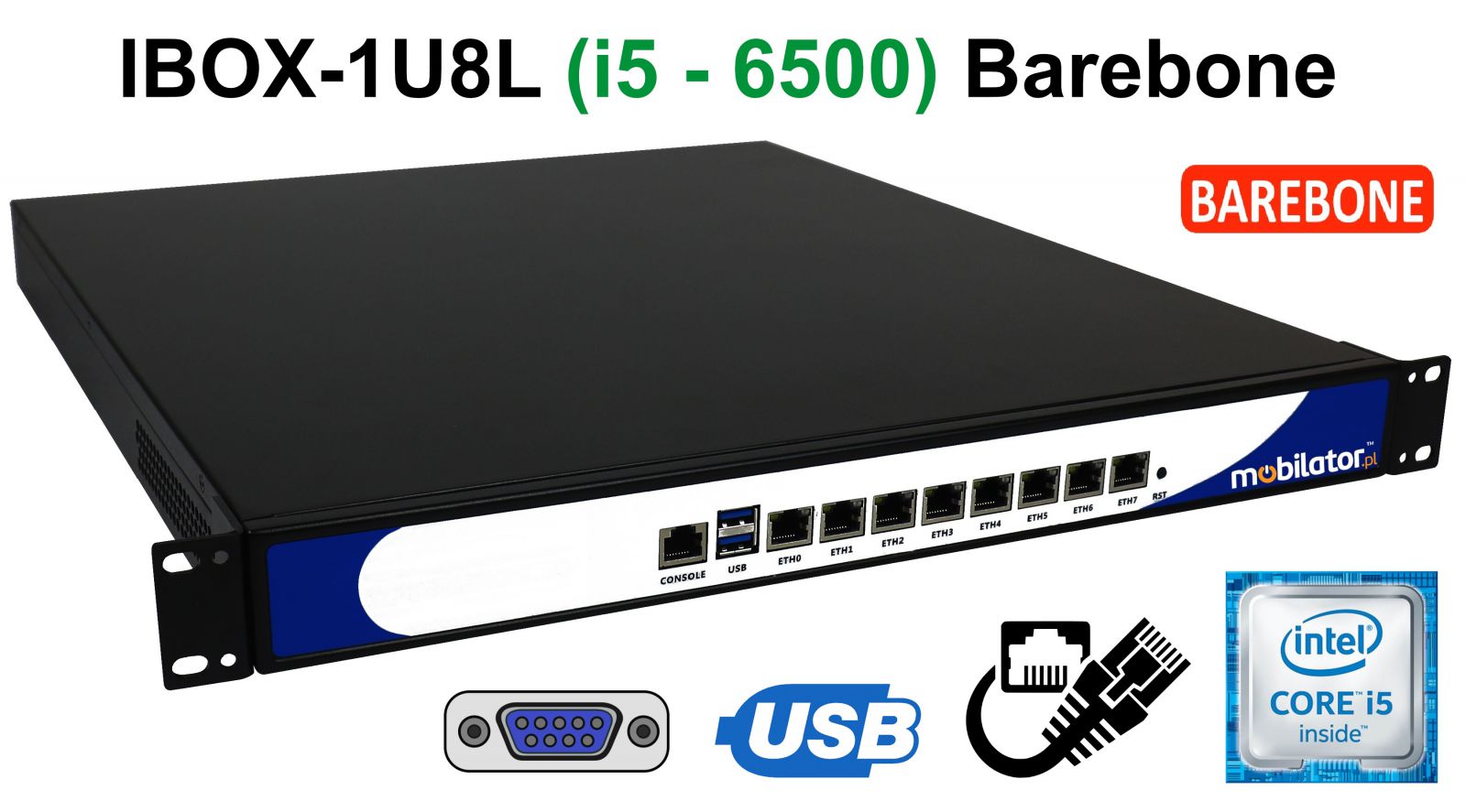 IBOX-1U8L - Modern industrial computer fanless 8x LAN for cancer cabinet passive vga intel mobilizer reinforced fast 8 lan rj45