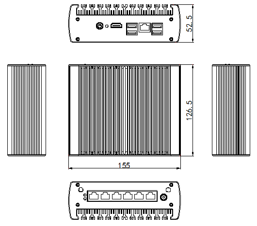 iBOX-N13AL6 (i3-7100U)  Industrial computer with Intel Core i3 and six LAN cards