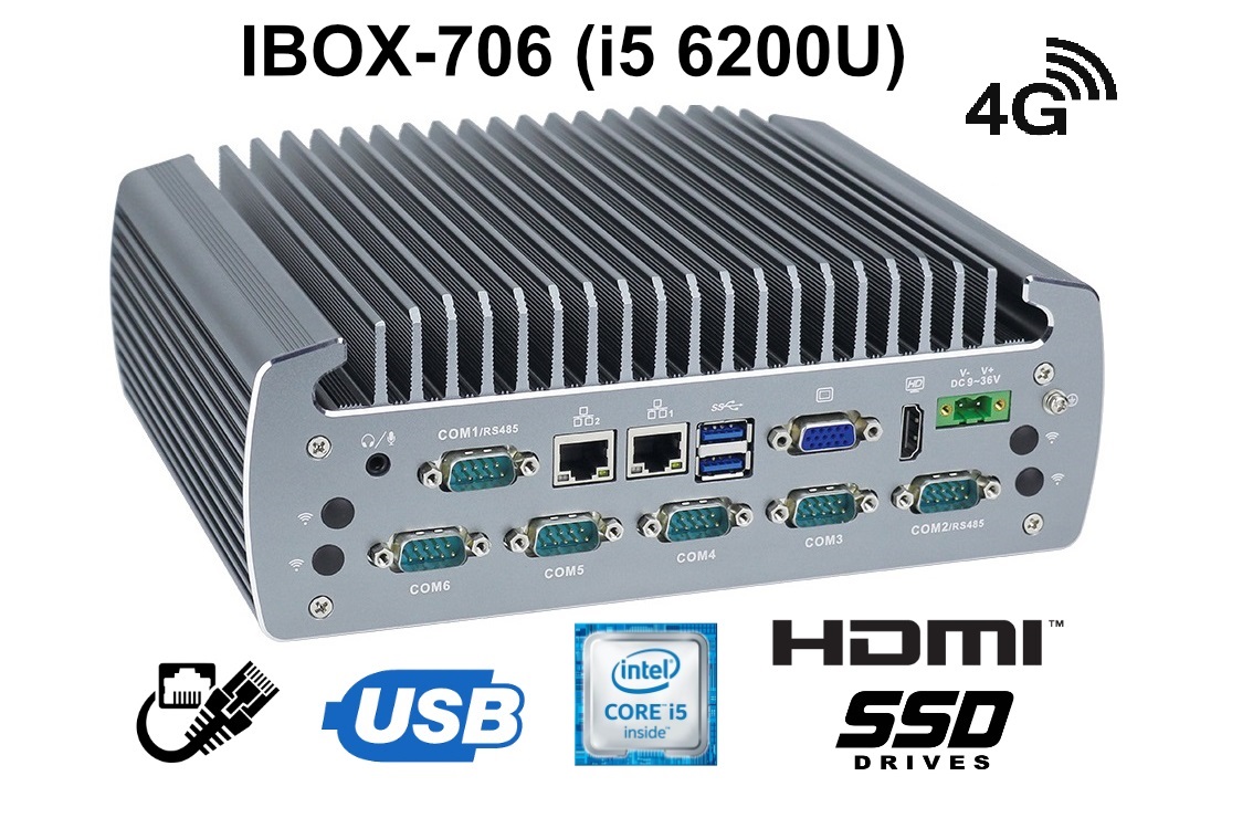 IBOX-706 (i5 6200U) - Bezwentylatorowy komputer przemysłowy z procesorem Intel Core i5