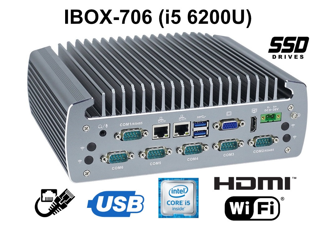 IBOX-706 (i5 6200U) - A fanless industrial computer with an Intel Core i5 processor