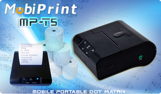 MobiPrint MP-T5 Portable Dot Matrix Printer Mobile Printer Mini Mobile Bluetooth Receipt Printer mechanizm epson Interface IrDA Bluetooth RS232 Mobilna Drukarka mobilator.pl windows android  New Portable Devices Mała Przenośna Portable