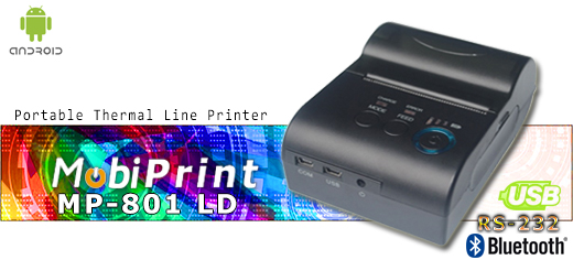 MobiPrint  MP-801LD Drukarka termiczna mini drukarka logo mechanizm Interfejs USB Bluetooth RS232 Mobilna Drukarka mobilator.pl windows android  New Portable Devices Mobile Printer Mini