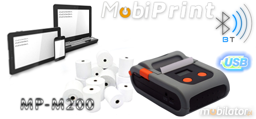 MobiPrint MP-M200 Drukarka termiczna Thermal Line  mini drukarka kodów mechanizm FUJITSU Interfejs  Bluetooth USB Mobilna Drukarka mobilator.pl windows android  New Portable Devices małe drukarki paragonów ios mała drukarka przenośna portable drukarka kodów