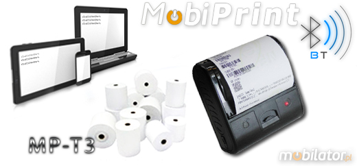 MobiPrint MP-T3 Drukarka termiczna Thermal Line  mini drukarka kodów mechanizm FUJITSU Interfejs  Bluetooth USB Mobilna Drukarka mobilator.pl windows android  New Portable Devices małe drukarki paragonów mała drukarka przenośna portable drukarka kodów