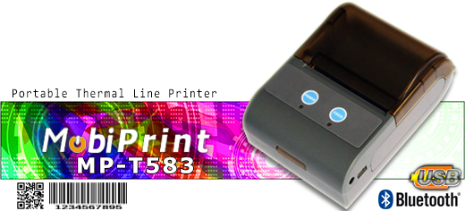 MobiPrint MP-583 Drukarka termiczna mini drukarka kodów  Interfejs USB Bluetooth RS232 Mobilna Drukarka mobilator.pl windows android  New Portable Devices