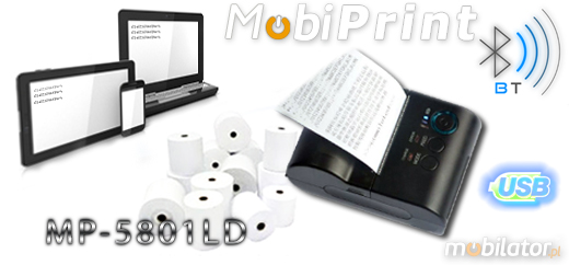 MobiPrint  MP-5801LD Drukarka termiczna mini drukarka logo mechanizm Interfejs USB Bluetooth Mobilna Drukarka mobilator.pl windows android  New Portable Devices