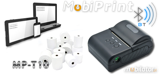 MobiPrint MP-T10 Drukarka termiczna mini drukarka kodów  Interfejs  Bluetooth  Mobilna Drukarka mobilator.pl windows android  New Portable Devices