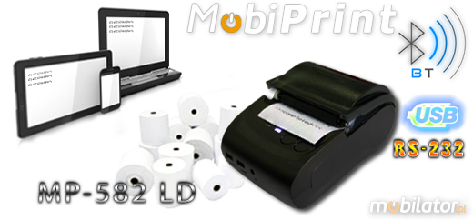 MobiPrint  MP-582LD Drukarka termiczna mini drukarka logo mechanizm Interfejs USB Bluetooth RS232 Mobilna Drukarka mobilator.pl windows android  New Portable Devices