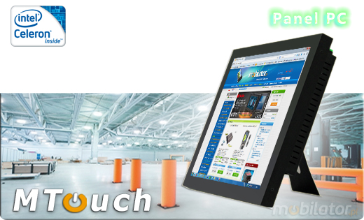 MTouch Industrial Przemysłowy PanelPC MobiBOX 15 v.1  Komputer panelowy Panel PC  Przemysłowy komputer panelowy Ekran rezystancyjny 5 wire resistive wyświetlacz 15 cali mobilator.pl New Portable Devices Windows RS-232 COM VGA HDMI Intel Celeron 