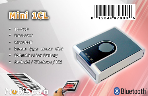 MobiScan MS-Mini 1 Bluetooth 3.0 MOBISCAN MINI1 Skaner 1D CCD Bezprzewodowy Bluetooth 3.0 Poręczny MobiSCAN  Kompatybilny Windows Android IOS mobilator.pl New Portable Devices Mobilne Skanery kodów kreskowych MINI
