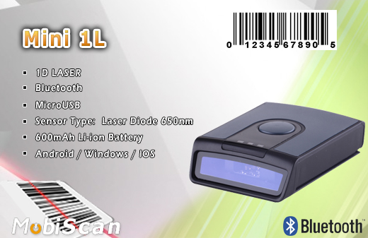 MobiScan MS-Mini 1 Bluetooth 3.0 MOBISCAN MINI1 Skaner 1D CCD Bezprzewodowy Bluetooth 3.0 Poręczny MobiSCAN  Kompatybilny Windows Android IOS mobilator.pl New Portable Devices Mobilne Skanery kodów kreskowych MINI