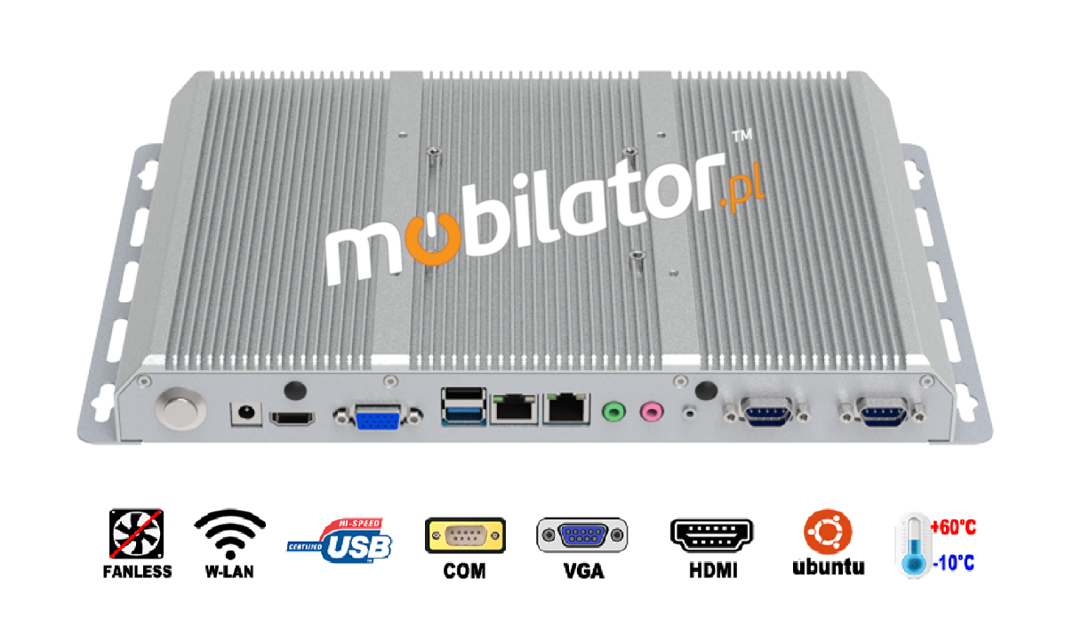 Minimaker BBPC-K02 - Wydajny wzmocniony mini komputer przemysłowy z 2x (karta sieciowa) LAN RJ45 oraz portami szeregowymi COM RS232