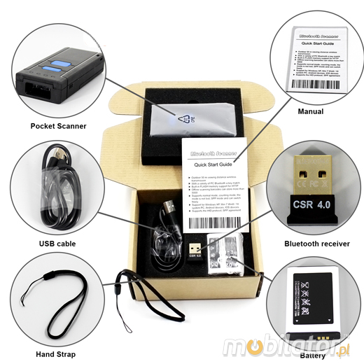 MobiScan 77281D - mini czytnik kodów kreskowych 1D Laser - Bluetooth - mini skaner kodów kreskowych 1D Laser- Pierścionkowy - Bluetooth Skaner 1D Bezprzewodowy Bluetooth 3.0 Poręczny pieścień MobiSCAN  Kompatybilny Windows Android IOS mobilator.pl New Portable Devices Mobilne Skanery kodów kreskowych MINI