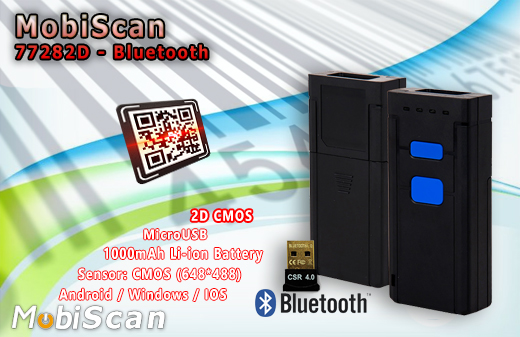MobiScan 77281D - mini czytnik kodów kreskowych 1D Laser - Bluetooth - mini skaner kodów kreskowych 1D Laser- Pierścionkowy - Bluetooth Skaner 1D Bezprzewodowy Bluetooth 3.0 Poręczny pieścień MobiSCAN  Kompatybilny Windows Android IOS mobilator.pl New Portable Devices Mobilne Skanery kodów kreskowych MINI