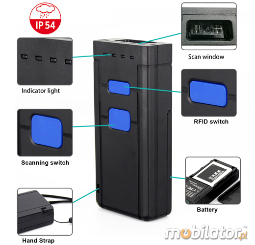 MobiScan 77281D - mini czytnik kodów kreskowych 1D Laser - Bluetooth - mini skaner kodów kreskowych 1D Laser- Pierścionkowy - Bluetooth Skaner 1D Bezprzewodowy Bluetooth 3.0 Poręczny pieścień MobiSCAN  Kompatybilny Windows Android IOS mobilator.pl New Portable Devices Mobilne Skanery kodów kreskowych MINI