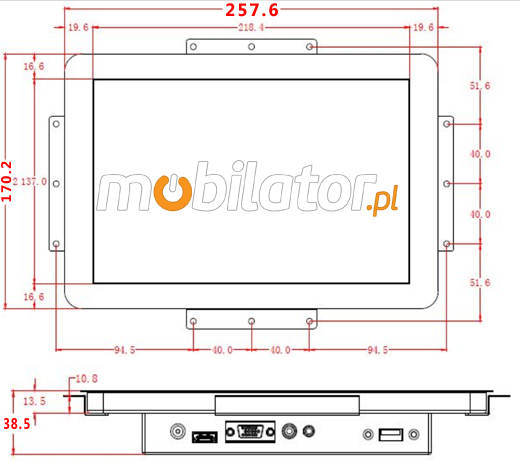 Open Frame Monitor dotykowy PC CCETouch CT10-OPCR Norma odporności IP54 Monitor dotykowy Ekran pojemnościowy capacitive wyświetlacz 10 cali LED mobilator.pl New Portable Devices VGA HDMI