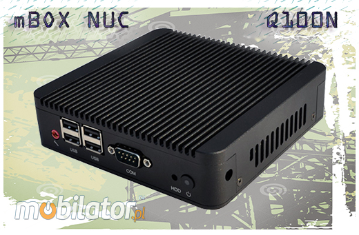 Przemysłowy Fanless MiniPC  MBOX Nuc Q100N