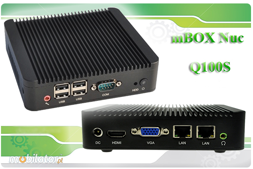 Przemysłowy Fanless MiniPC  MBOX Nuc Q100S