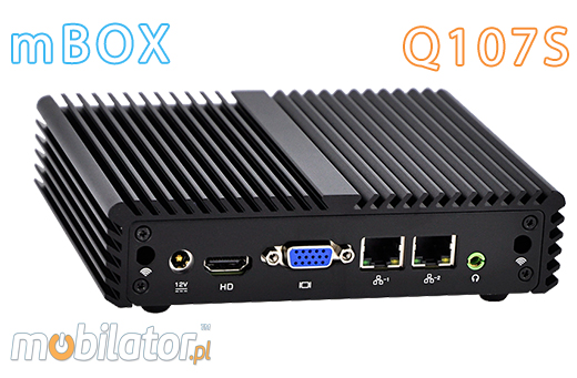 Komputer Przemysłowy Fanless MiniPC mBOX Nuc Q107S umpc mobilator ssd intel celeron