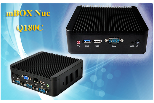Przemysłowy Fanless MiniPC  MBOX Nuc Q180C