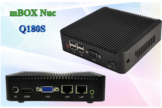 Przemysłowy Fanless MiniPC  MBOX Nuc Q180S