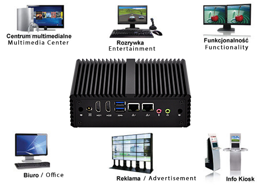 Komputer Przemysłowy Fanless MiniPC mBOX Nuc Q410S umpc mobilator intel celeron